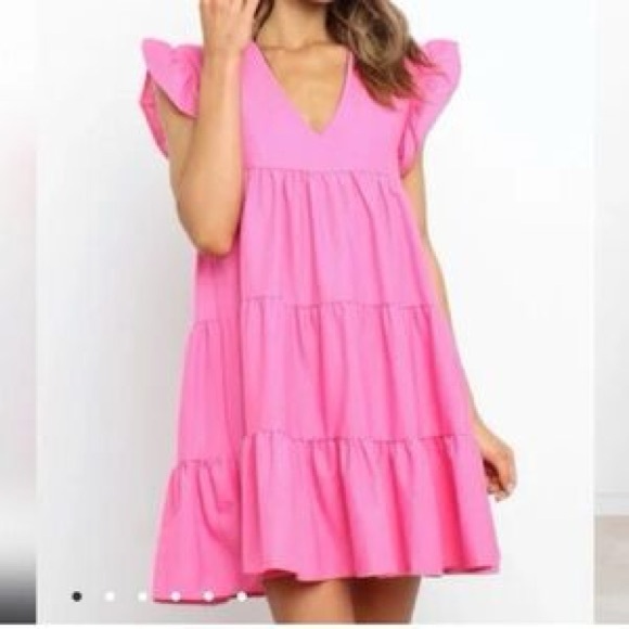 Petal & Pup Pink Ruffle Dress - Picture 1 of 3